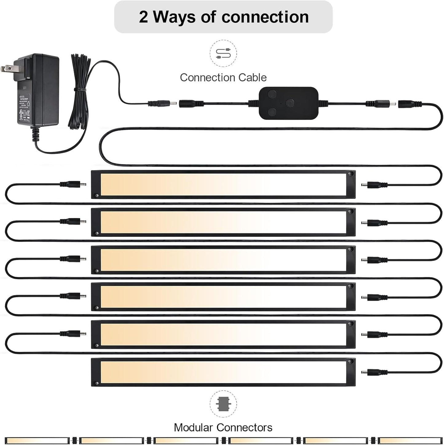 6pack 12inch Dimmable LED Under Cabinet Light Kit, 2700K to 6000K Smart LED Under Counter Lighting Fixture, Compatible with Alexa, Google Assistant, for Kitchen, Pantry, Shelf (Black)