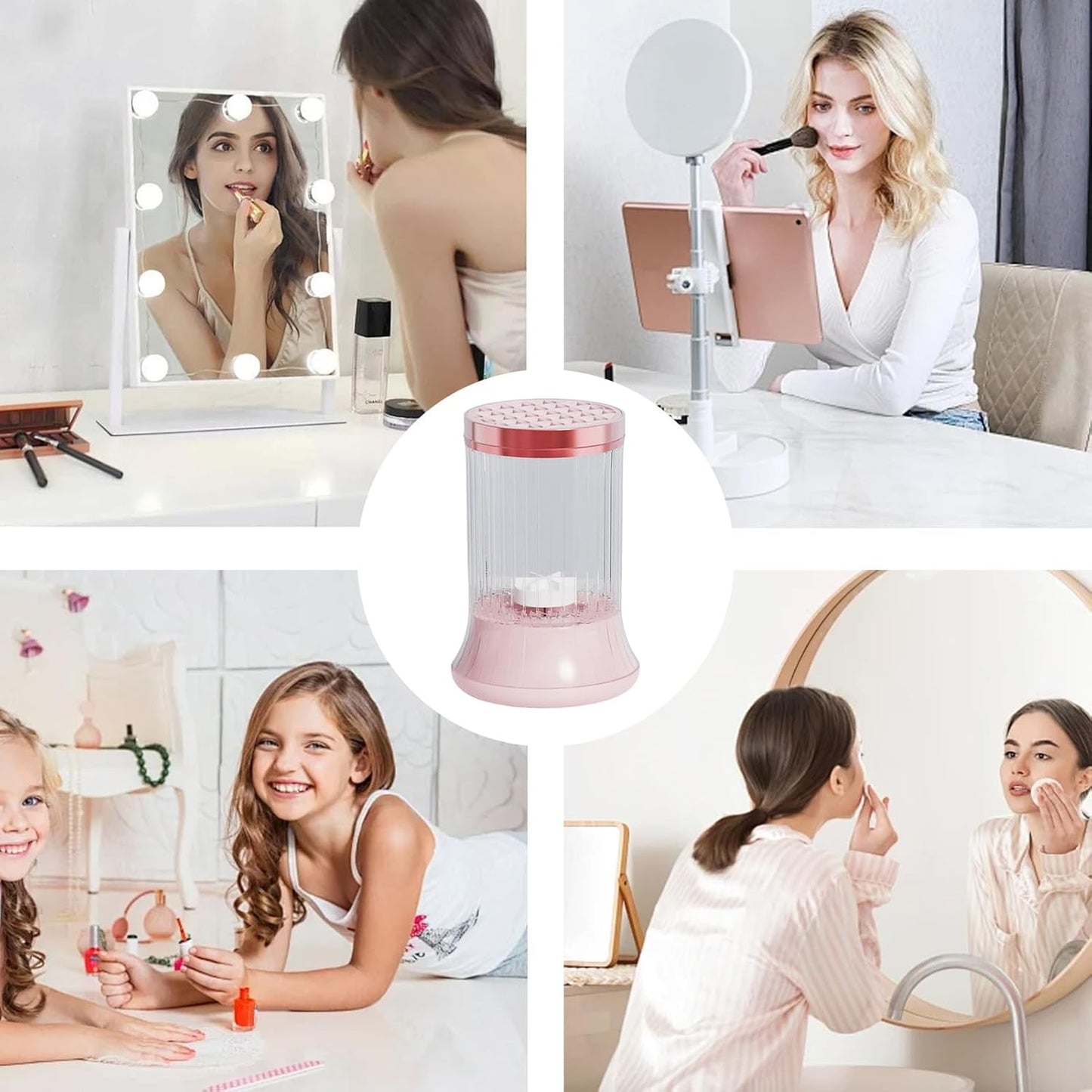 Makeup Brush Cleaner, Cosmetic Brush Cleaning Machine, 4.49x4.49x6.93 Inches Multifunctional Drying Tool, Quick Dry System, Brushes Hygiene Tools for Men, Women, Home and Outdoor