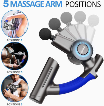 RENPHO Muscle Massage Gun, Massage Gun, Electric Deep Tissue Percussion Massager with Adjustable Arm and 6 Massage Heads, Portable Case