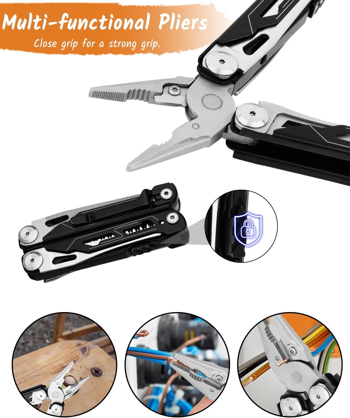 Husgw Dad Birthday Gifts, Father's Day Best Gift, 22 in 1 Multitool Pliers + 11 in 1 Multitool Card, Gifts for Men Camping Multitool Accessories, Multipurpose Tool Plier Pocket Knife Saw Screwdrivers
