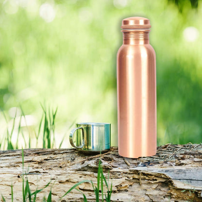 Handcrafted Hammered Traditional Indian 100% Pure Solid Plain Copper Bottle for Yoga, Sports, Outdoors, Daily Use, Leak-Proof Ayurvedic 34 Oz Copper Pitcher