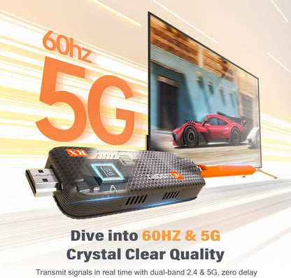 Wireless HDMI Transmitter and 2 Receivers, Support Up to 6 Receivers, 5.8G WELUSOPU HDMI Wireless Extender Streaming Content for PC Laptop Camera Cable Box to Multiple TVs Monitors Projectors -165FT