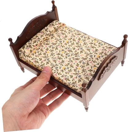 CIYODO Mini mobili letto casa delle bambole letto matrimoniale mini letto matrimoniale letto matrimoniale in miniatura mini letto per bambole Di legno