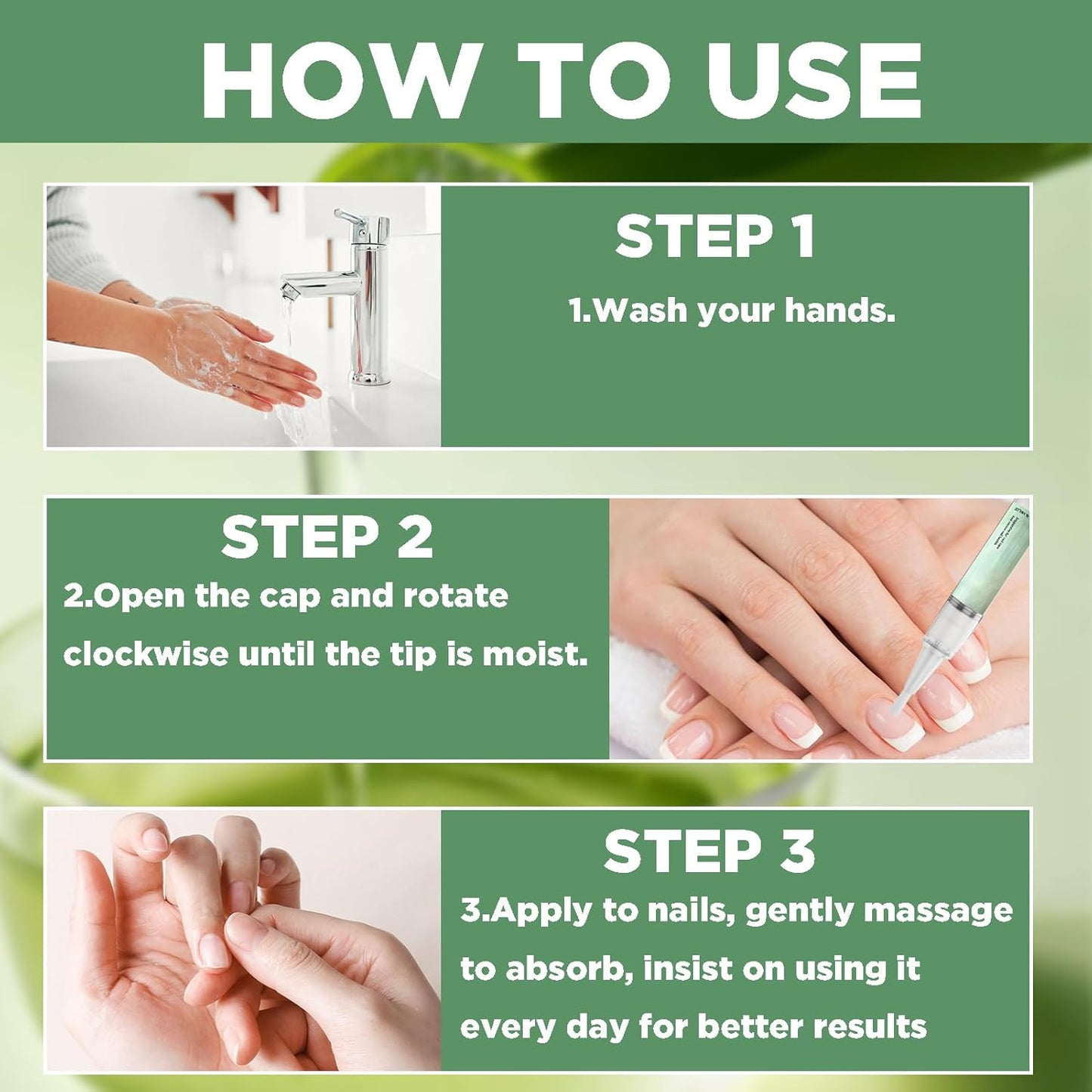 3 Pieces Nail Care Oil Pen, Nail Care Oil Pen Nourishing, Oil Pen for Nail Care, with Tea Tree Oil, Vitamin and Aloe Vera, Deeply Moisturizes and Nourishes