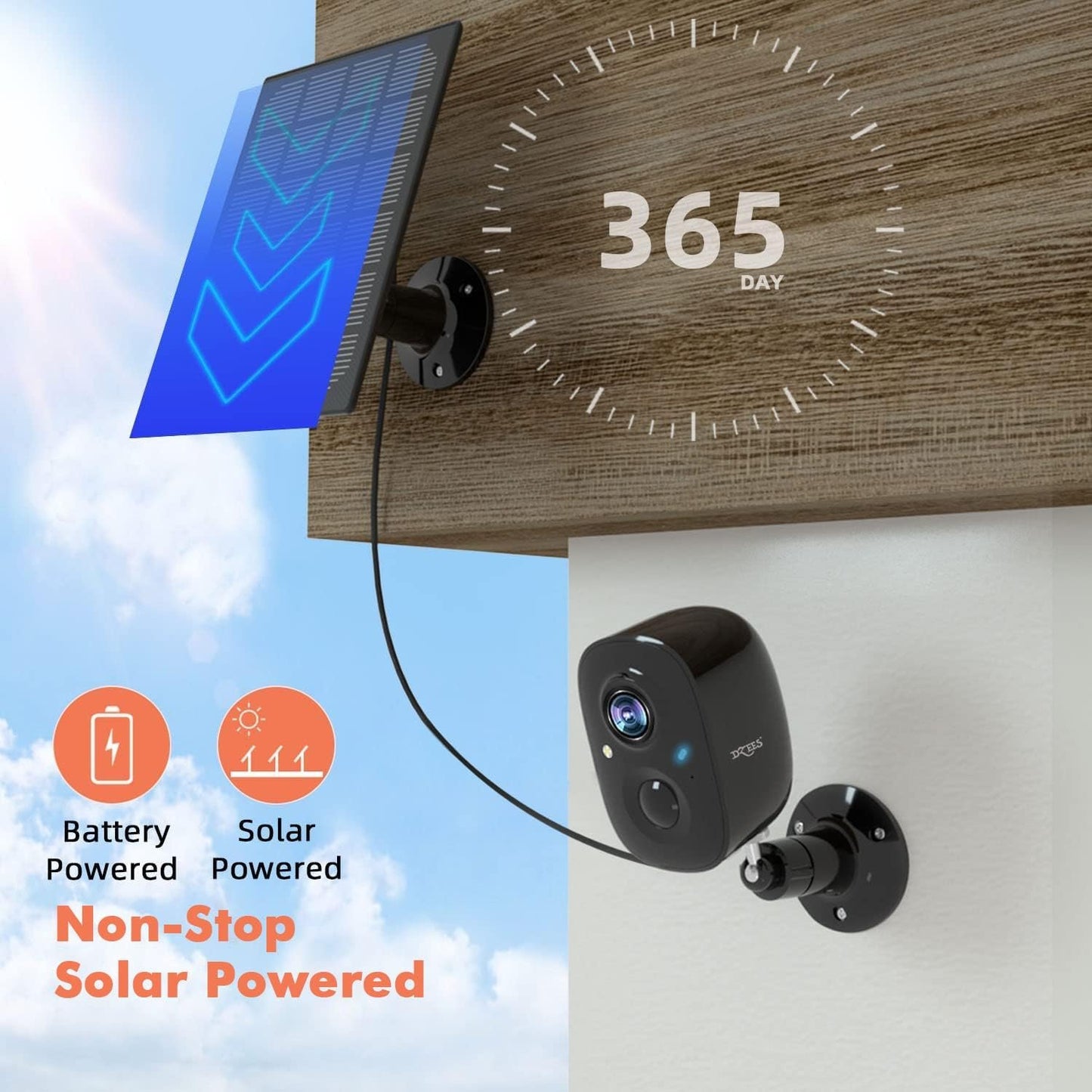 Dzees Upgrade Solar Camera Security Outdoor Wireless, Wireless Outdoor Security Cameras with Solar Panel, 1080P Color Night Vision, Spotlight/Alarm, AI Detection, 2-Way Talk, IP66 Waterproof