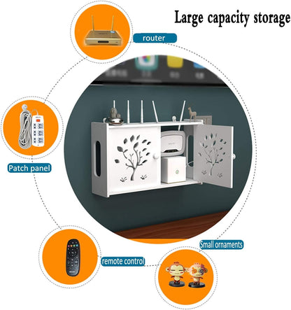 Floating tv Stand-Modem Storage Cabinet-Router Storage Box Shelf for Storage Bracket Streaming Devices, Media Boxes, Speakers,Cable Boxes,TV Accessoriesand Home Decor,B