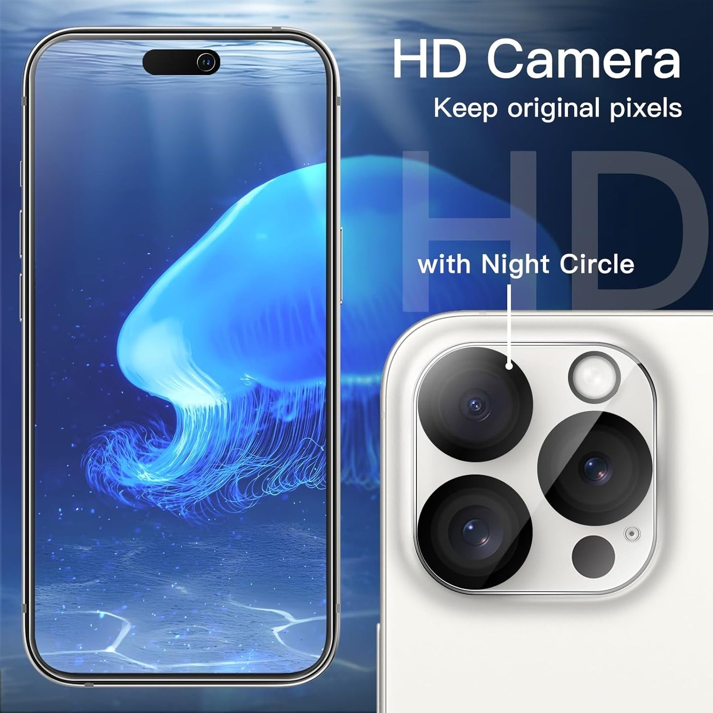 JETech Privacy Screen Protector for iPhone 15 Pro 6.1-Inch with Camera Lens Protector, Anti-Spy Tempered Glass Film, Easy Installation Tool, 2-Pack Each