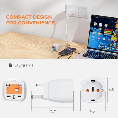 Bigfish UK Plug Adapter, UK Plug Adapter, UK Type G Adapter from EU to England, Scotland, Ireland, Dubai and Maldives