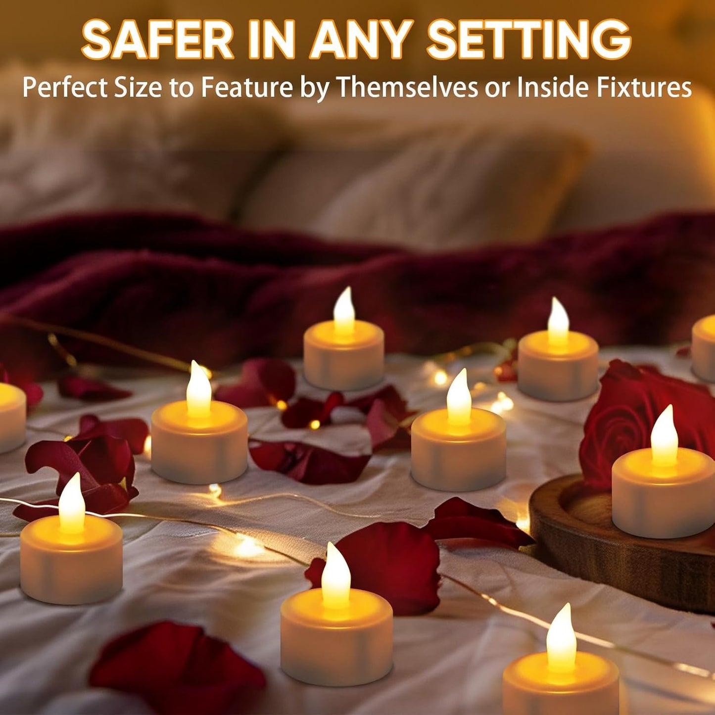 4PCS/Set Rechargeable Candles Flameless Flickering LED Tea Lights with White Base and AC Adapter for Home, Restaurants, Wedding,Christmas Decor（Yellow）