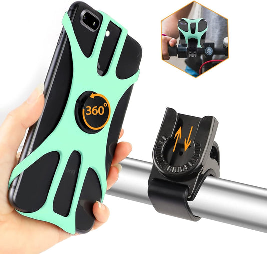 Universal Bike Phone Holder, Universal Smartphone Holder for Bike, 360° Rotating, Detachable Phone Holder for MTB Motorcycle Bicycle, Compatible with iPhone 13/12/11/Pro Max, Smartphone 4.5 "-7.0 "