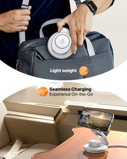 EXW for MagSafe Charger, 3 in 1 Wireless Charging Station for iPhone Charger, 15W Wireless Fast Charger Stand with 30W Adapter for iPhone 16/15/14/13/12 Series, Airpods and Apple Watch Charge (White)