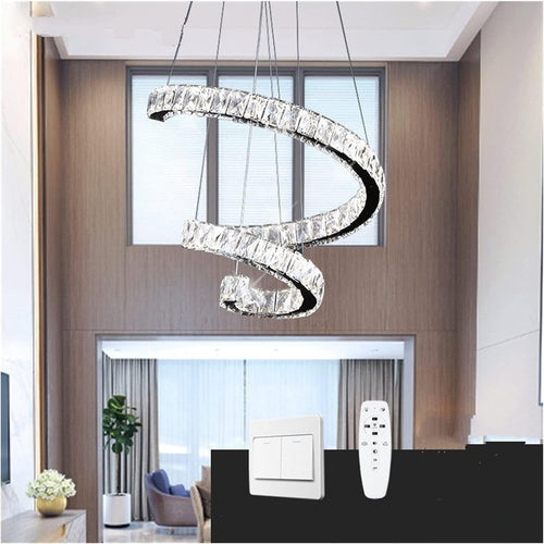 Lampadari di cristallo LED dimmerabili Smart Lighting Lampadario Art Deco compatibile con cucina soggiorno luce con telecomando, Lampada