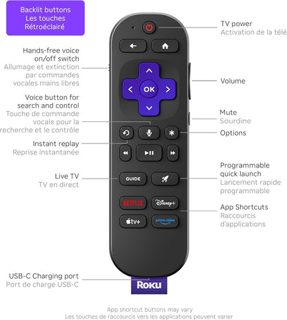 Roku Ultra 2024 | The Ultimate Streaming Player - 4K Streaming Device with HDR10+, Dolby Vision & Atmos - Bluetooth & Wi-Fi 6 - Rechargeable Voice Remote Pro with Backlit Buttons - Free & Live TV