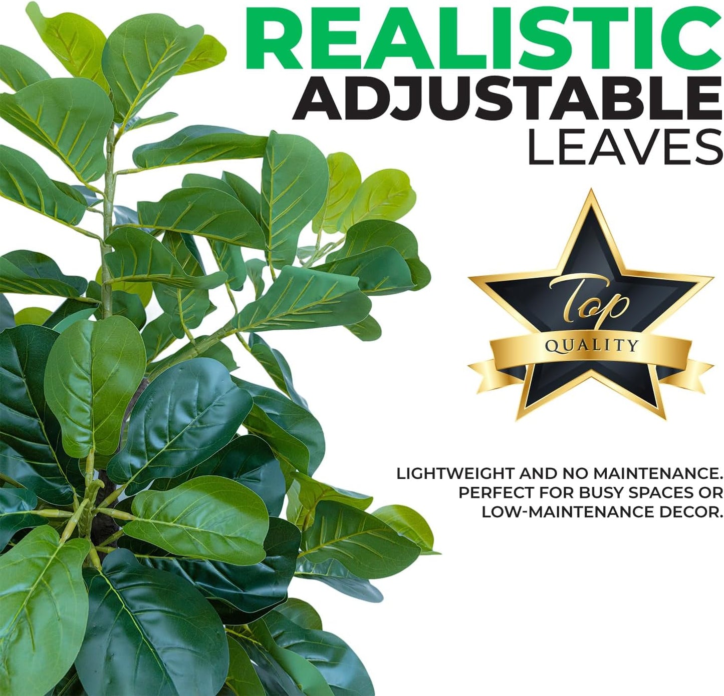 EcoFaux Artificial Fiddle Leaf Fig Tree 160CM Tall, Decorative Faux Plant, Fake Ficus lyrata Silk Trees, Artificial Plants for Home Decor in Office Corner Living Bedroom Kitchen Dining Room