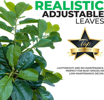 EcoFaux Artificial Fiddle Leaf Fig Tree 160CM Tall, Decorative Faux Plant, Fake Ficus lyrata Silk Trees, Artificial Plants for Home Decor in Office Corner Living Bedroom Kitchen Dining Room