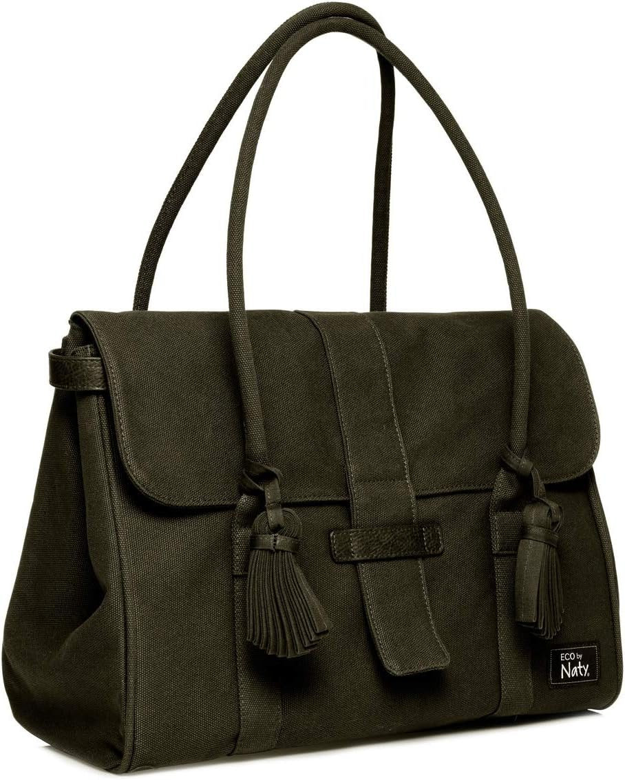 Eco by Naty Nappy Bag Green, Made of GOTS certified organic cotton, Magnetic closure, includes Nappies size 2 and Unscented wipes
