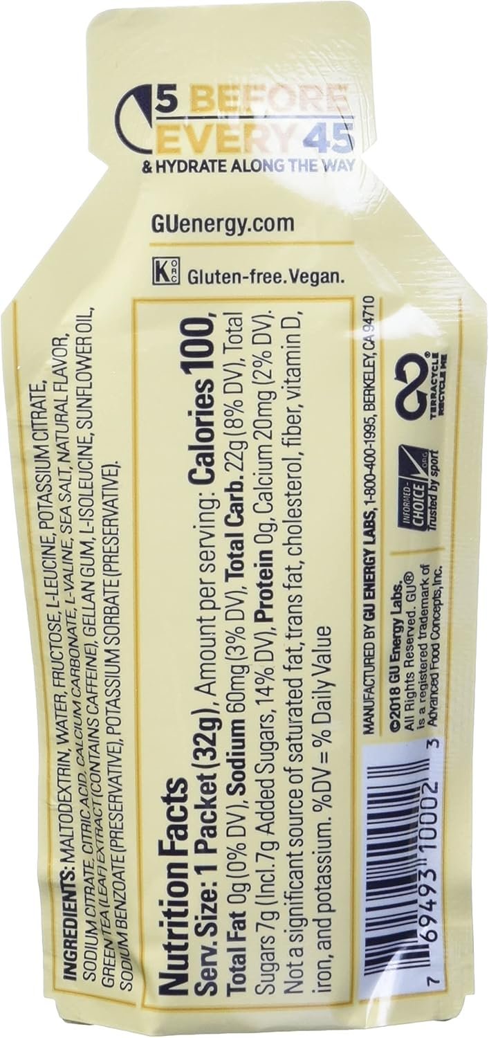 GU ENERGY Original Sports Nutrition Energy Gel, Vanilla Bean, 24-Count & Original Sports Nutrition Energy Gel, Tri Berry, 24-Count