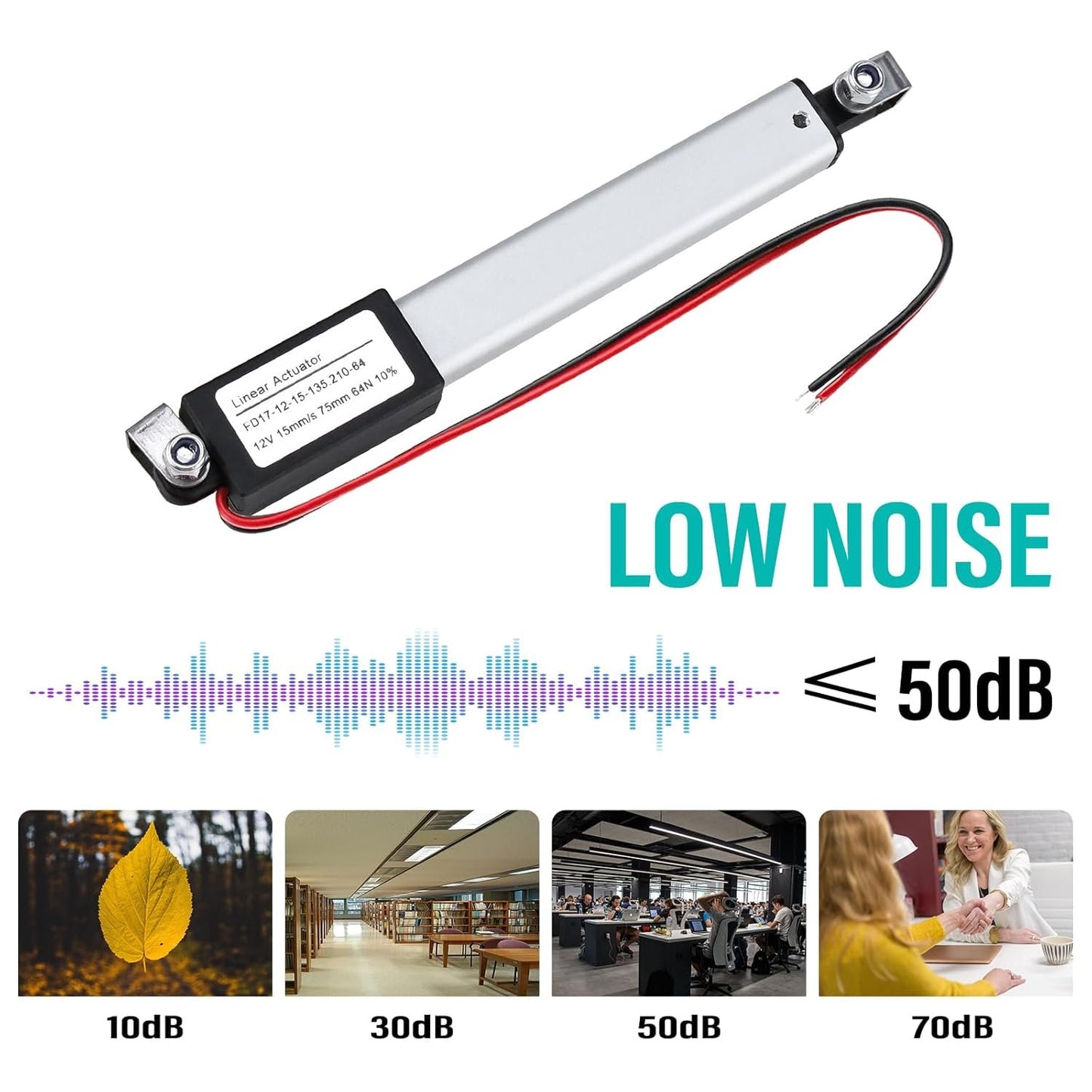 NORJIN DC12V 3inch Stroke Min Linear Actuator with Mounting Bracket 64N/14lbs Speed 15mm/s, Waterproof Electric Actuator Motor for TV, Table, Cabinets, Window Opener, Home Automation