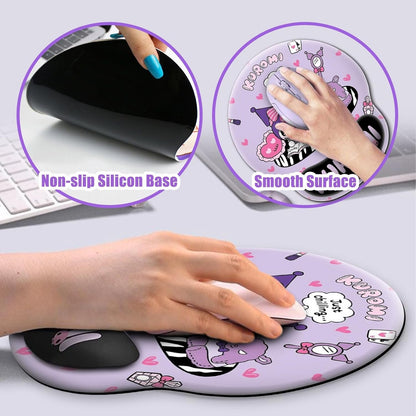 Kawaii Mouse Pad with Wrist Support, Cute Ergonomic Mouse Pads with Non-Slip Base for Home Office Decor for Women Essentials Desk Decor Accessories (Purple01)