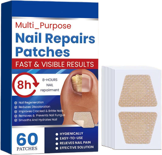 Nail Repair Patches, 60 Pieces Long-Lasting Nails Care Patch, 20g Breathable Toenail Sticker, Ideal for Recovery Restoration, Home, Travel, Adults, Professional, Beginners