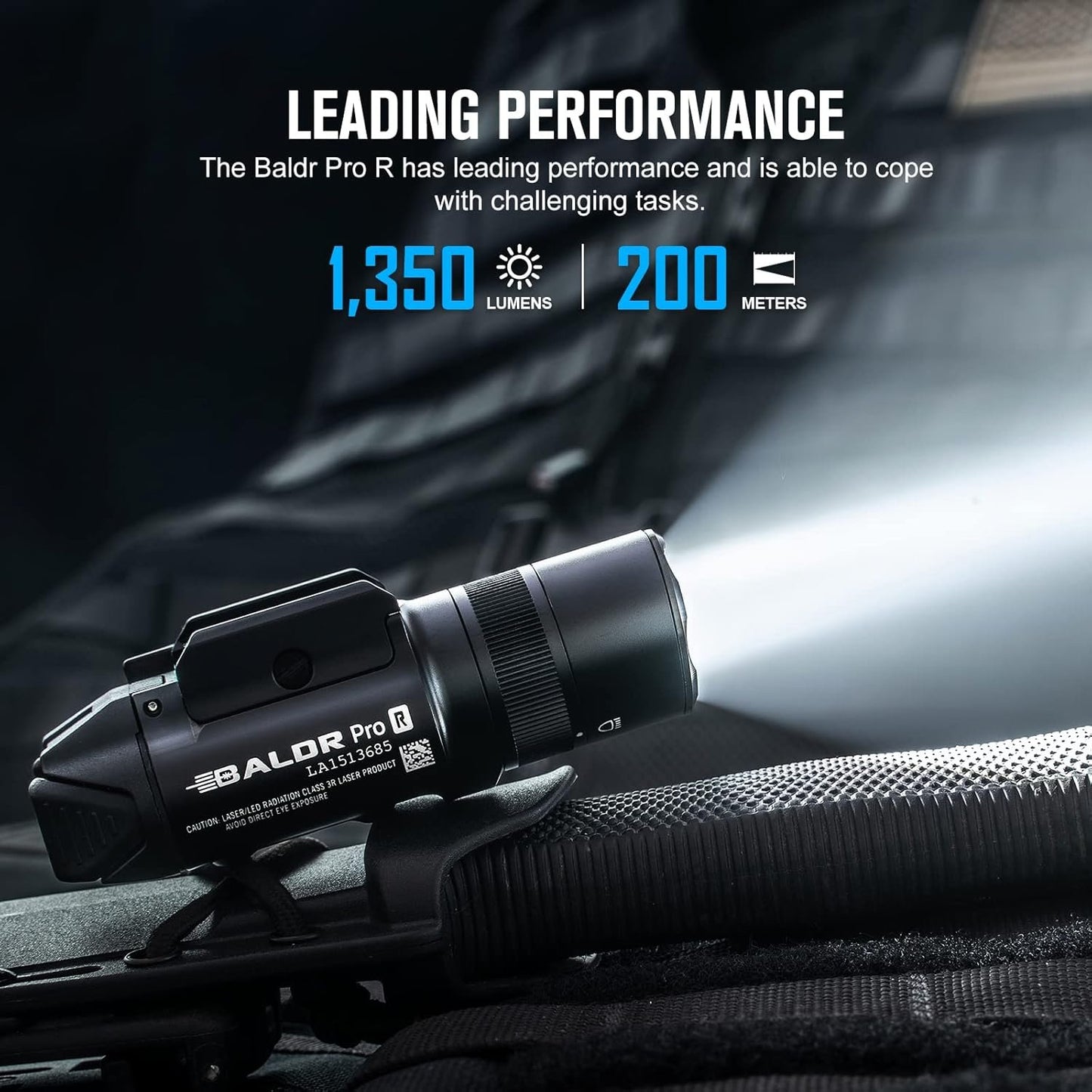 OLIGHT Baldr Pro R 1350 Lumens Rechargeable Tactical Flashlight, Magnetic USB Flashlight with Green Beam and White LED Combo, Ultra Bright Rail-Mounted Flashlight Compatible with 1913 or GL Rail (BK)
