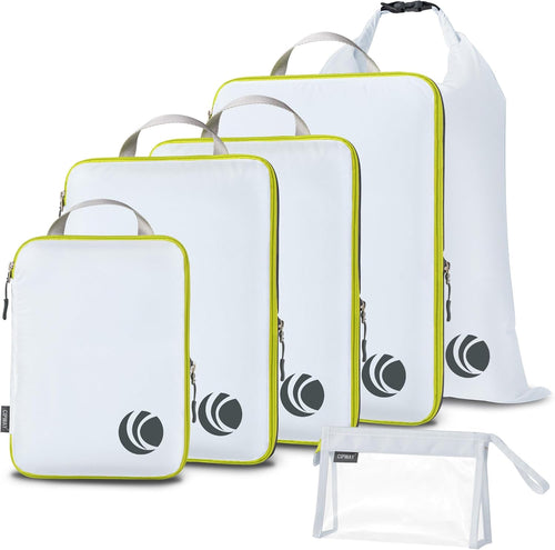 Cipway Compression Packing Cubes, Ultralight Luggage Organizer Bags with Laundry Bags Clear Toiletries Bag,6 Set Travel Essentials for Carry on Suitcase（White）