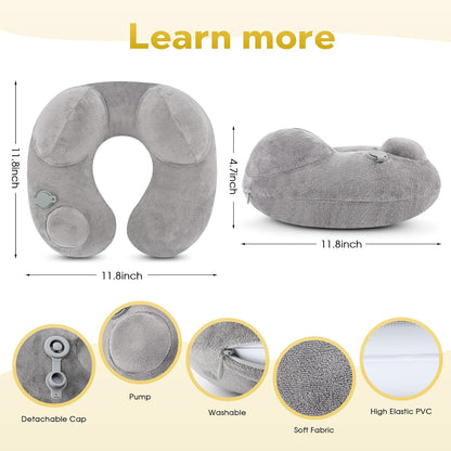 Z ZHOUHAI Travel Pillow, Travel Neck Pillow for Airplane, Car, Office and Home, Inflatable Travel Pillow for Sleeping