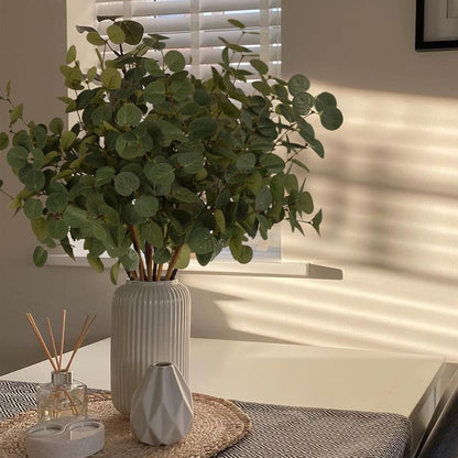 Eucalyptus Leaves, 5 Pieces Artificial Plants, 60cm Artificial Eucalyptus Leaves for Home Decoration, Real Touch Fake Plants, Suitable for Wedding, Office, Dining Table (Green)
