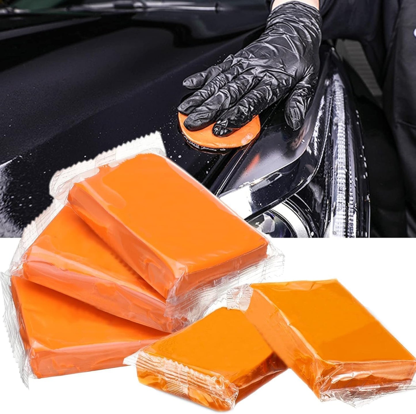 Premium Grade 5 Pc Orange Clay Bar Kit Set for Auto Detailing High Cleaning, Washing, and Adsorption Capacity for Car Wash and Detailing