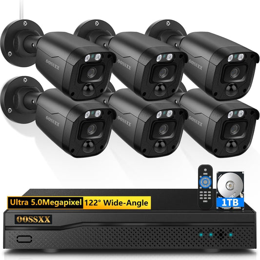 Full HD 5MP Definition Wired Security Camera System Outdoor Home Video Surveillance Cameras CCTV Camera Security System Outside Surveillance Video Equipment Indoor DVR Recorder