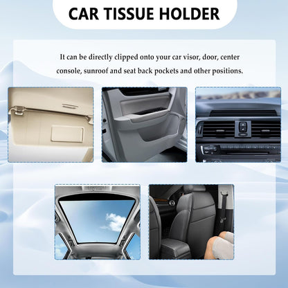 Car Tissue Holder,Leather Car Organizer Car Tissue Box Holder with Plaid Design,Universal Car Accessories Interior Car Napkin Holder for Visor,Door,Center Console,Sunroof