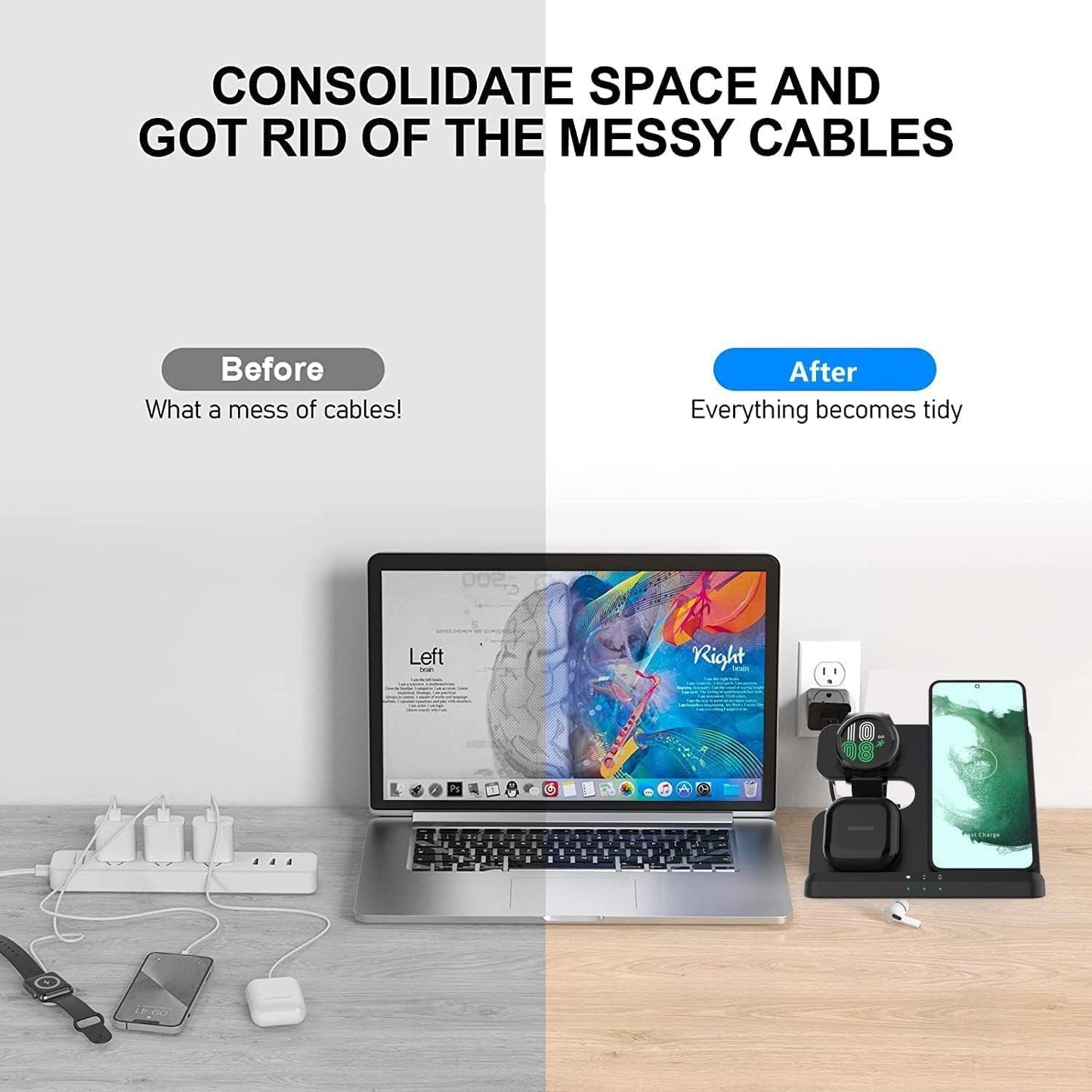 DGBAY Wireless Charging Station 3 in 1 for Samsung, Wireless Charger for Galaxy S25 S24 Ultra S23 S22 S21+ S20 S10 Note 20, Z Flip Fold 6,5,4 3,Galaxy Watch 7/6/5 Pro/4/3/Active 2,Buds 2