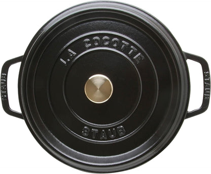 STAUB La Cocotte 7-Quart Cast Iron Round Cocotte, 6.75 L, Made in France, Black