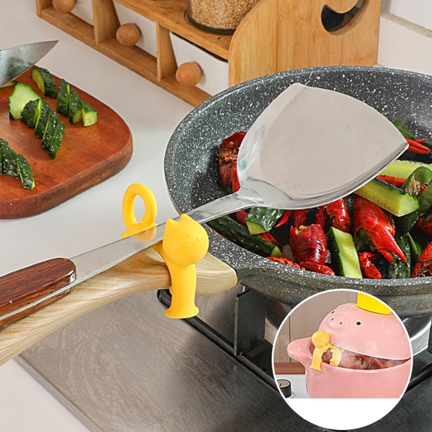 Cat Spatula Holder, Silicone Spatula Holder - Cat Spoon Rack | Heat Resistant Kitchen Utensil Home Restaurant Kitchen Gadgets