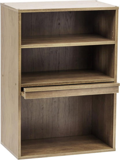 Iris Ohyama, Wardrobe with Doors, Storage Shelf, 2 Modular Compartments, Design, Solid, Modern, Multi-purpose, Office, Bedroom, Living Room, Flap CHR-1, Ash Brown