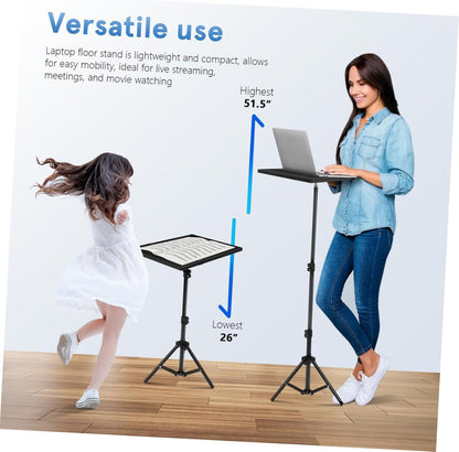 TOGEVAL Projector Stand Tray with Adjustable Height Heavy Duty Tripod Flat Base for Home Cinema Office and School Construction for Stability and Durability