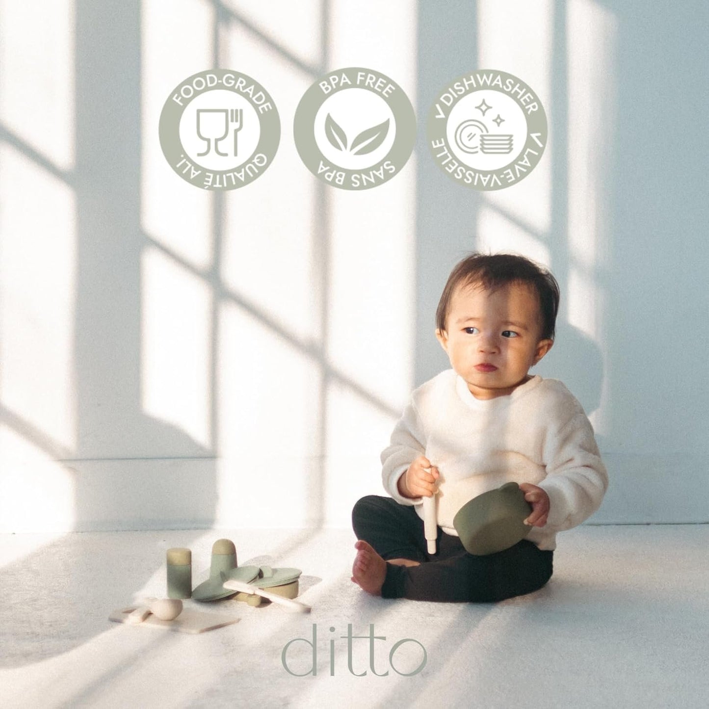 Silicone Play Kitchen Accessories, Kitchen Play Food Set for Kids, Montessori Educational Toys, Play Cooking Set with Pots and Pans, o1brand, dittobaby