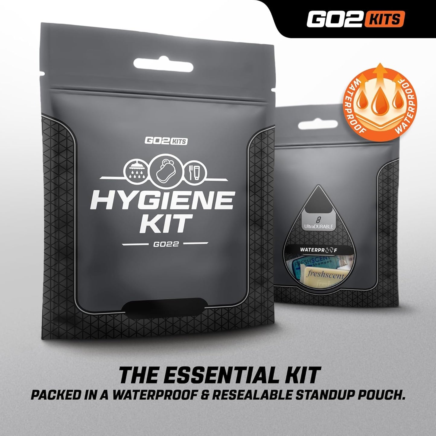 Go2Kits Travel Toiletry Kit, Hygiene Kit for Travel, Business & Charity with Reusable Toothbrush, Bath Soap & Other Essential Toiletries, 1-Pack