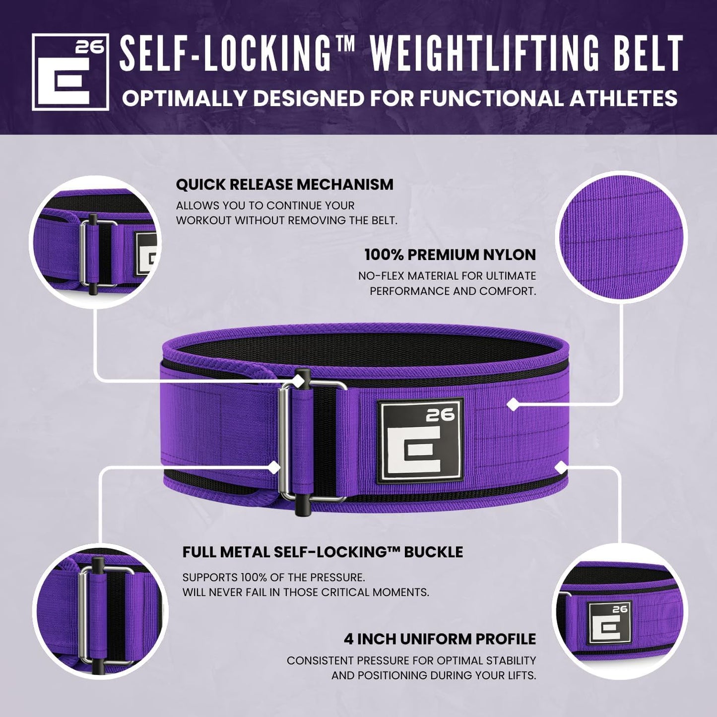 Self-Locking Weight Lifting Belt | High Quality Weight Lifting Belt for Crossfit Athletes, Power Lifting and Olympic Lifting Athletes