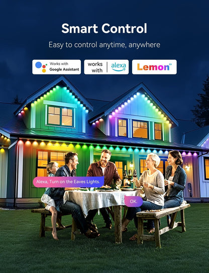 Permanent Outdoor Lights -Smart Eave Lights for House 25ft with 18 LED, RGB+IC IP67 Waterproof Eternity Lighting for Daily Decor, Work with Remote, APP, Alexa, Google Assistant