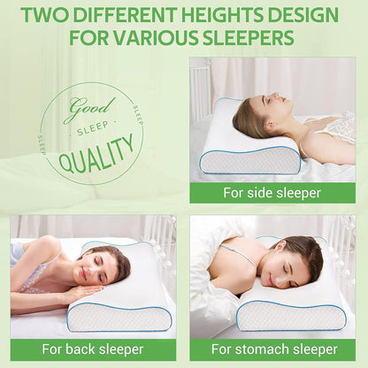 Memory Foam Pillows, Original Sleeping Pillows, Neck Support Pillows for Side and Back Sleepers, Ergonomic Neck Pillows for Sleeping