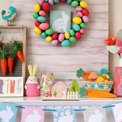Wooden Easter Gnome Bunny House Sign, Easter Tabletop Decorations, Cute Rabbit Holiday Decor, Art Craft Centerpieces, Easter Dining Table Signs, Collectible Wooden Table Decor for Easter Celebration