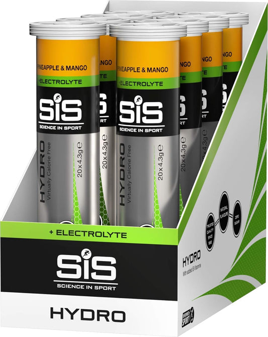Science In Sport Hydro Electrolyte Tablets - Sugar Free Hydration Tablets, Essential Electrolytes to Reduce Fatigue & Aid Rehydration, Gluten Free, Pineapple & Mango, 160 Servings, 8 Pack