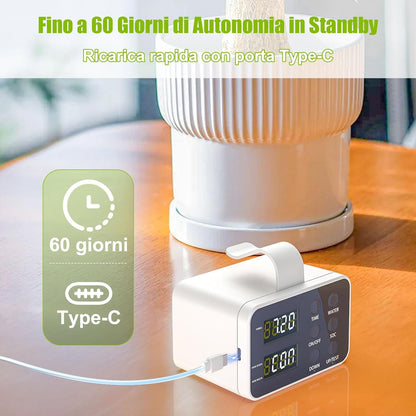 Automatic Watering System for Pots, DIY Drip Irrigation Kit, Rechargeable Plant Sprinkler with Lack of Water Alarm and Battery Discharge, Adjustable Time, Supports 15 Pots