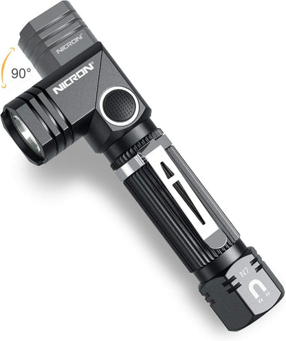 Flashlight, NICRON N7 600 Lumens Tactical Flashlight, 90 Degree Mini Flashlight Ip65 Waterproof Led Flashlight 4 Modes- Best High Lumens are for Camping, Outdoor, Hiking （Not Including Batteries）Gift