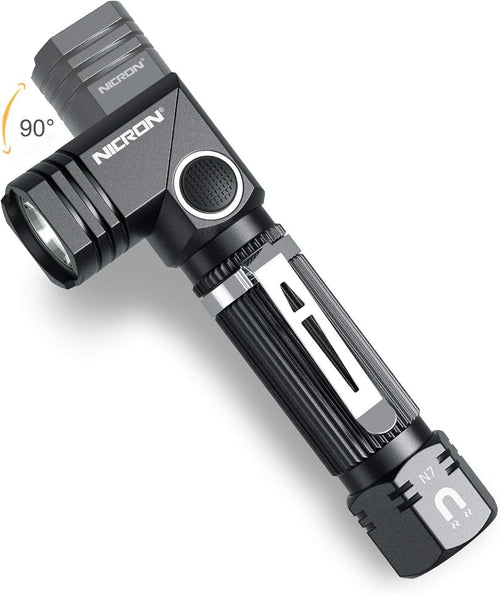 Flashlight, NICRON N7 600 Lumens Tactical Flashlight, 90 Degree Mini Flashlight Ip65 Waterproof Led Flashlight 4 Modes- Best High Lumens are for Camping, Outdoor, Hiking （Not Including Batteries）Gift