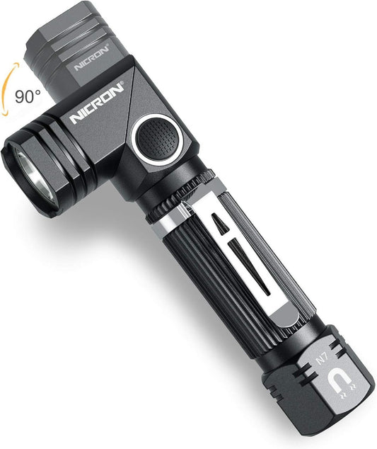Flashlight, NICRON N7 600 Lumens Tactical Flashlight, 90 Degree Mini Flashlight Ip65 Waterproof Led Flashlight 4 Modes- Best High Lumens are for Camping, Outdoor, Hiking （Not Including Batteries）Gift