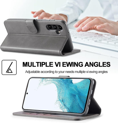 WAURZ Cover for Samsung Galaxy A54 5G, Case Cover Leather Book Wallet with Magnetic Card Holder Stand Protection Flip PU Leather Shockproof Case Cover for Samsung Galaxy A54 5G, Grey