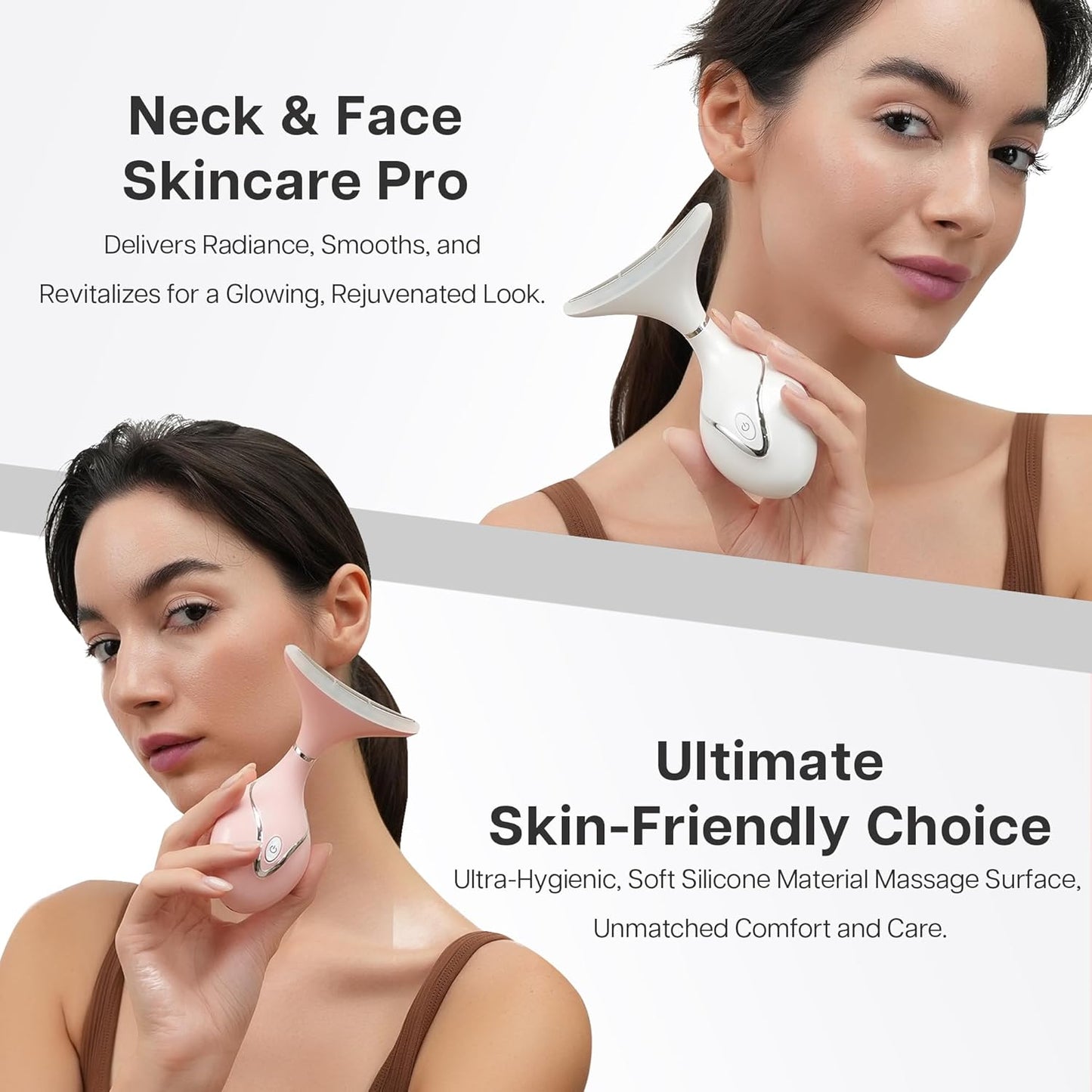 VRAIKO Iris Neck Face Massager, Pro Face Sculpting Tool with Charging Base, All-in-1 Facial Device for Enhanced Absorption, Radiance, Contouring, Elasticity, Home Facial Spa (White)