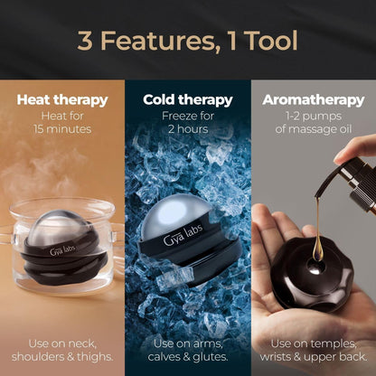 Gya Labs Cold Massage Roller Ball - 3-in-1 Recovery Tool for Cryotherapy, Heat Therapy & Aromatherapy - Massage Ball for Back - Muscle Roller Ball for Massage Oil - Massage Ball Roller for Face & Cold Therapy Ball